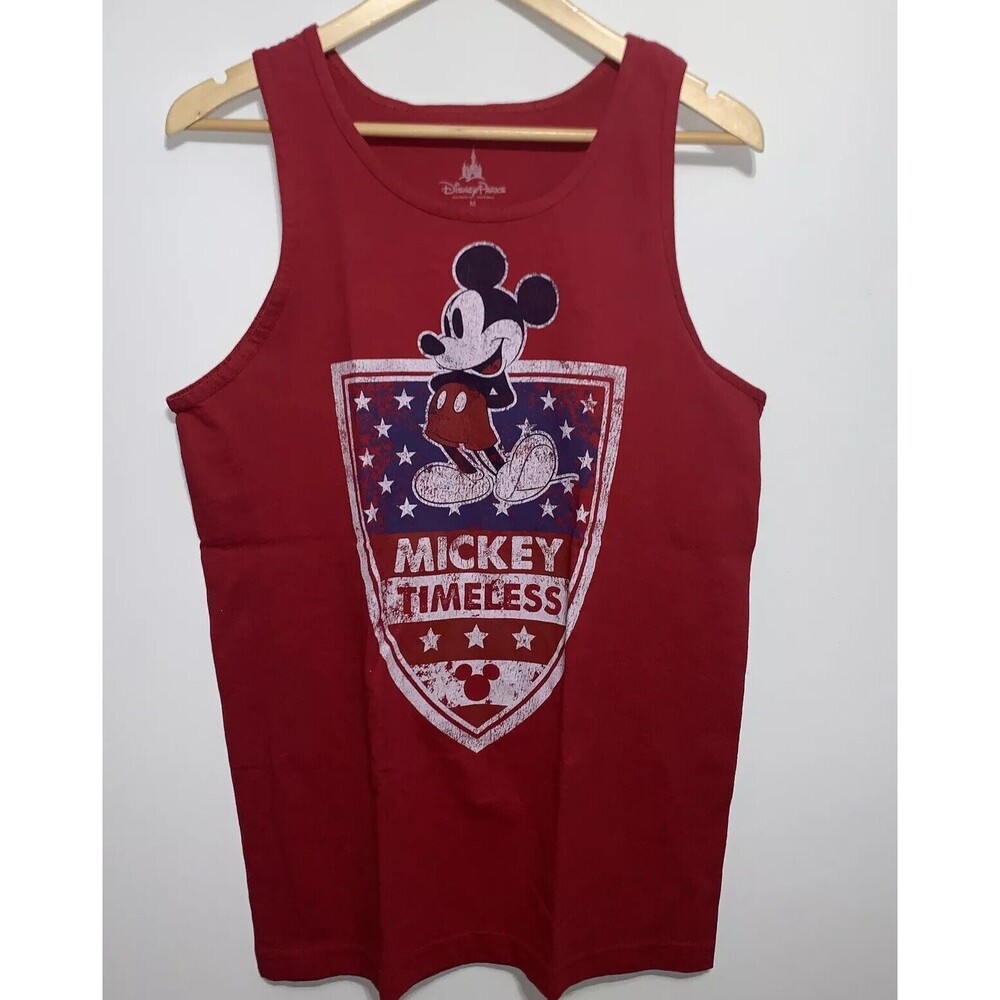 Disney Parks Mens Sz Medium Red Mickey Mouse Tank Top Sleeveless Shirt Timeless